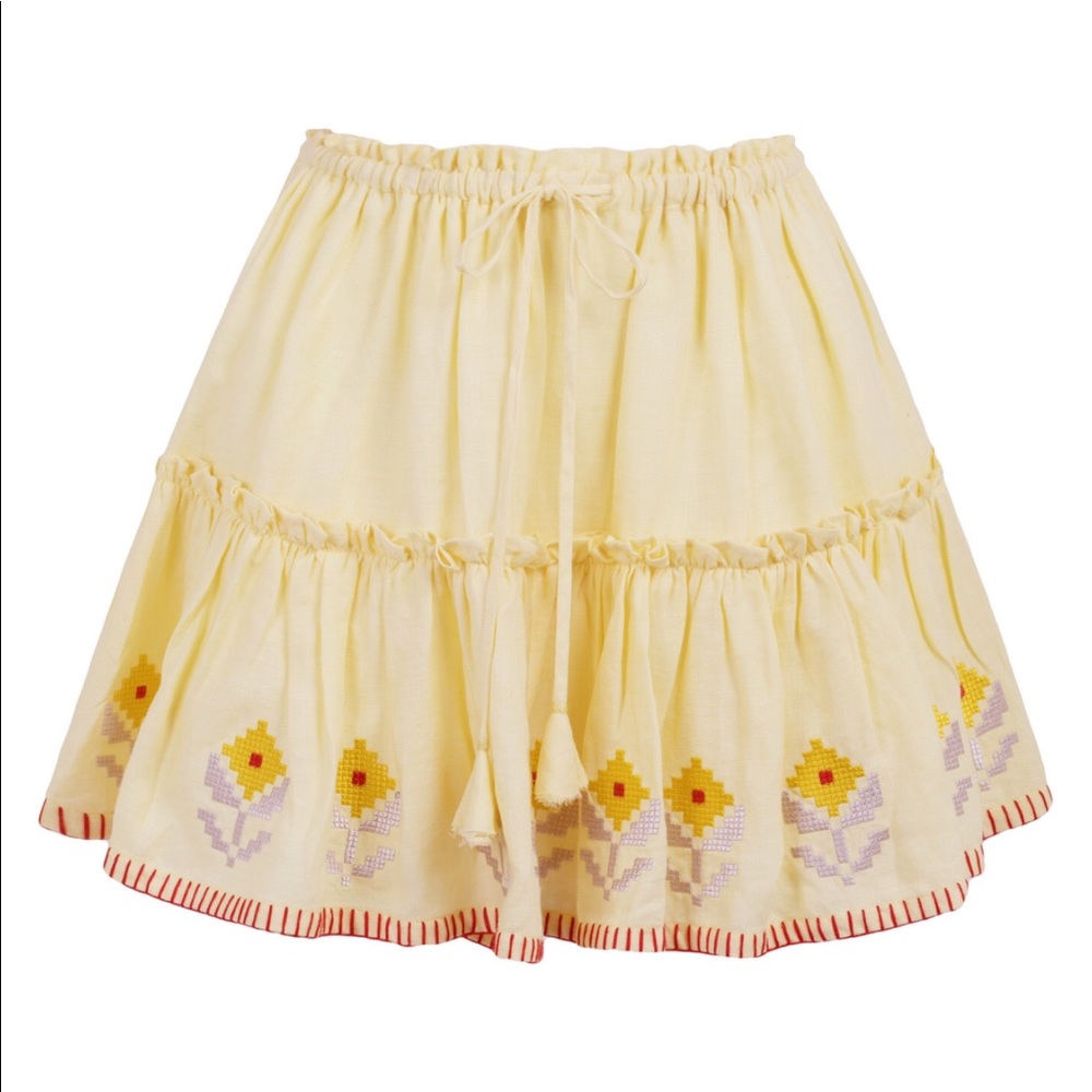 Innika Choo Yellow Linen Mini Skirt